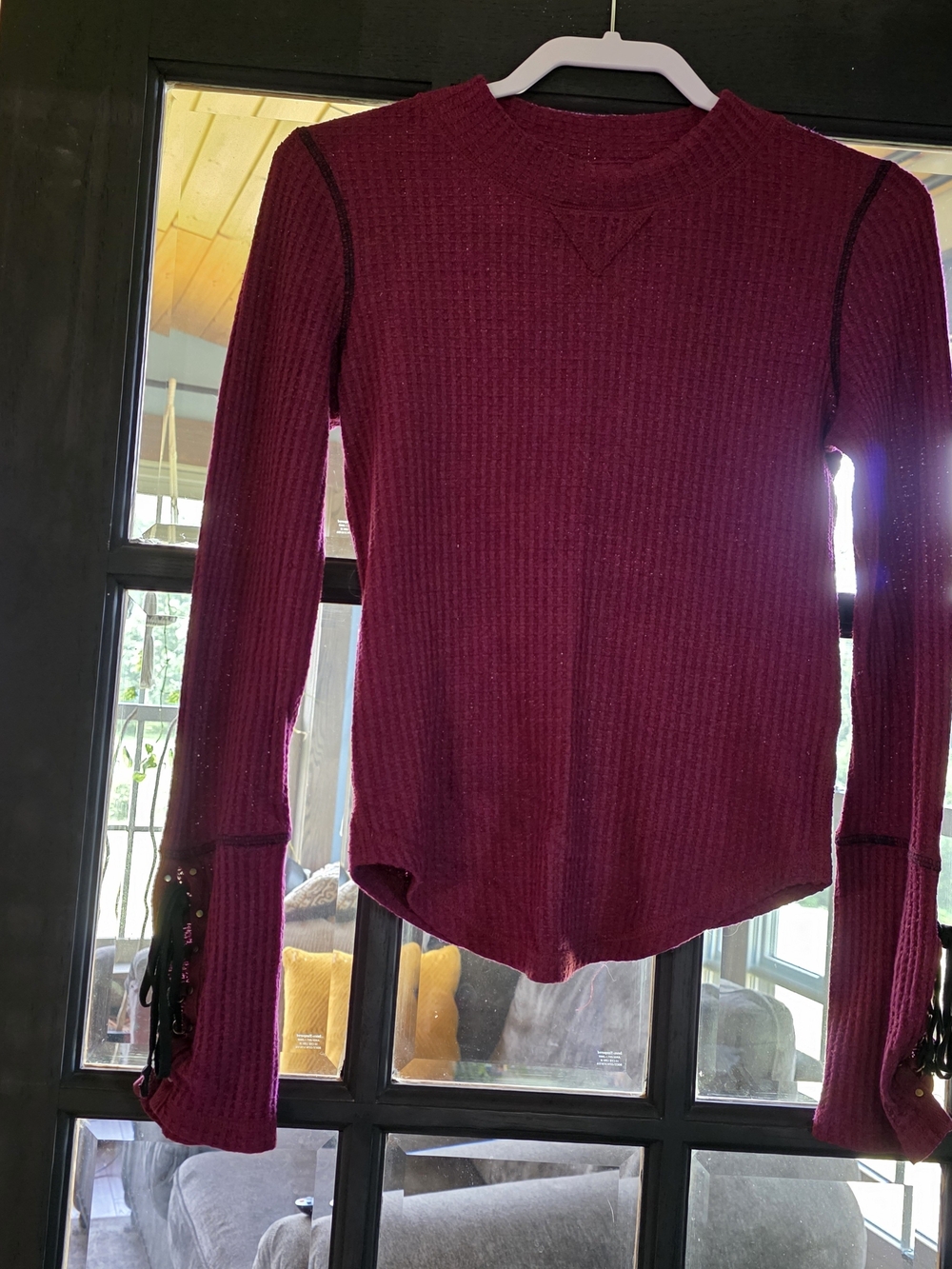 Free People Ribbed Long-Sleeve Top - Wine